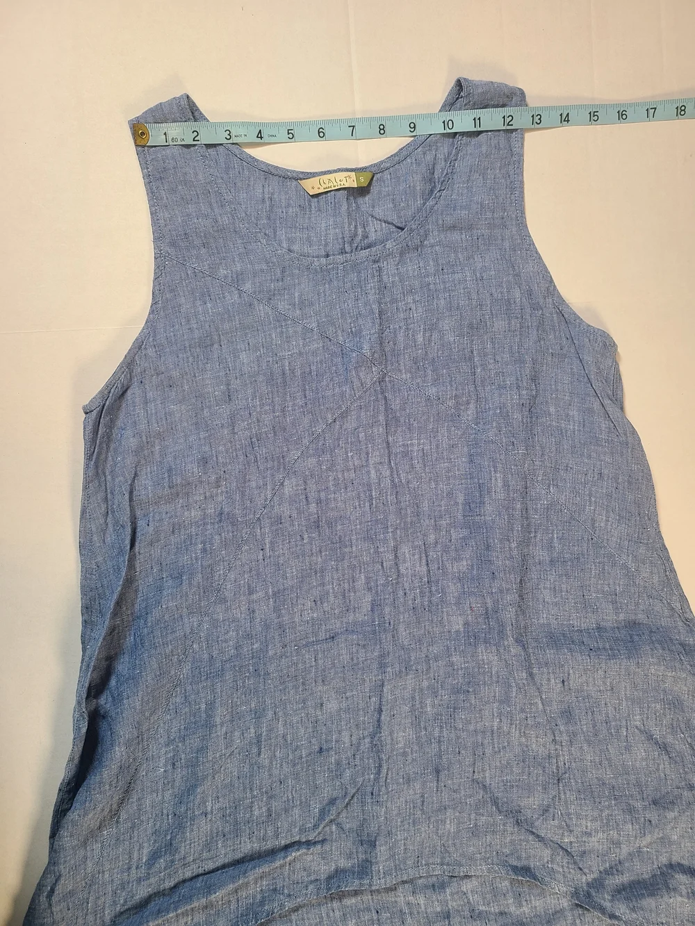 Chalet Womens Stylish Chic Sleeveless Blue High-Low Linen Tunic Size Small EUC - Picture 7 of 11